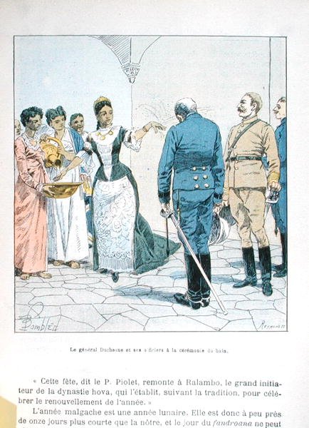 General Duchesne og hans officerer ved ceremonien for dronning Ranavalona III