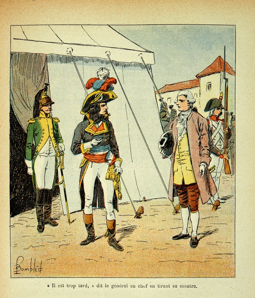 Illustration af Bombled Louis (1862-1927) fra bogen "The Memorial of Saint Helene" af Grev Emmanuel de Las Cases (1766-1842): Repræsentanten for Venedig forsøger at mægle med Bonaparte, Privat Samling af Louis Charles Bombled
