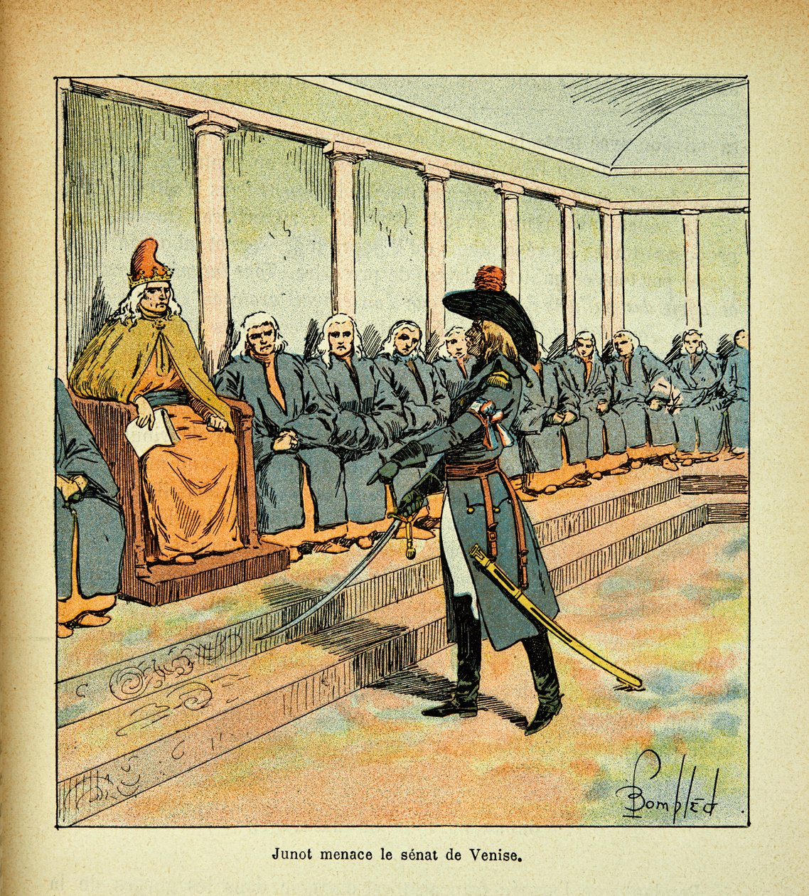 Illustration af Bombled Louis (1862-1927) fra bogen "The Memorial of Saint Helene" af grev Emmanuel de Las Cases (1766-1842): Junot (Jean Andoche Junot, hertug af Abrantes, kendt som La Tempete af Louis Charles Bombled