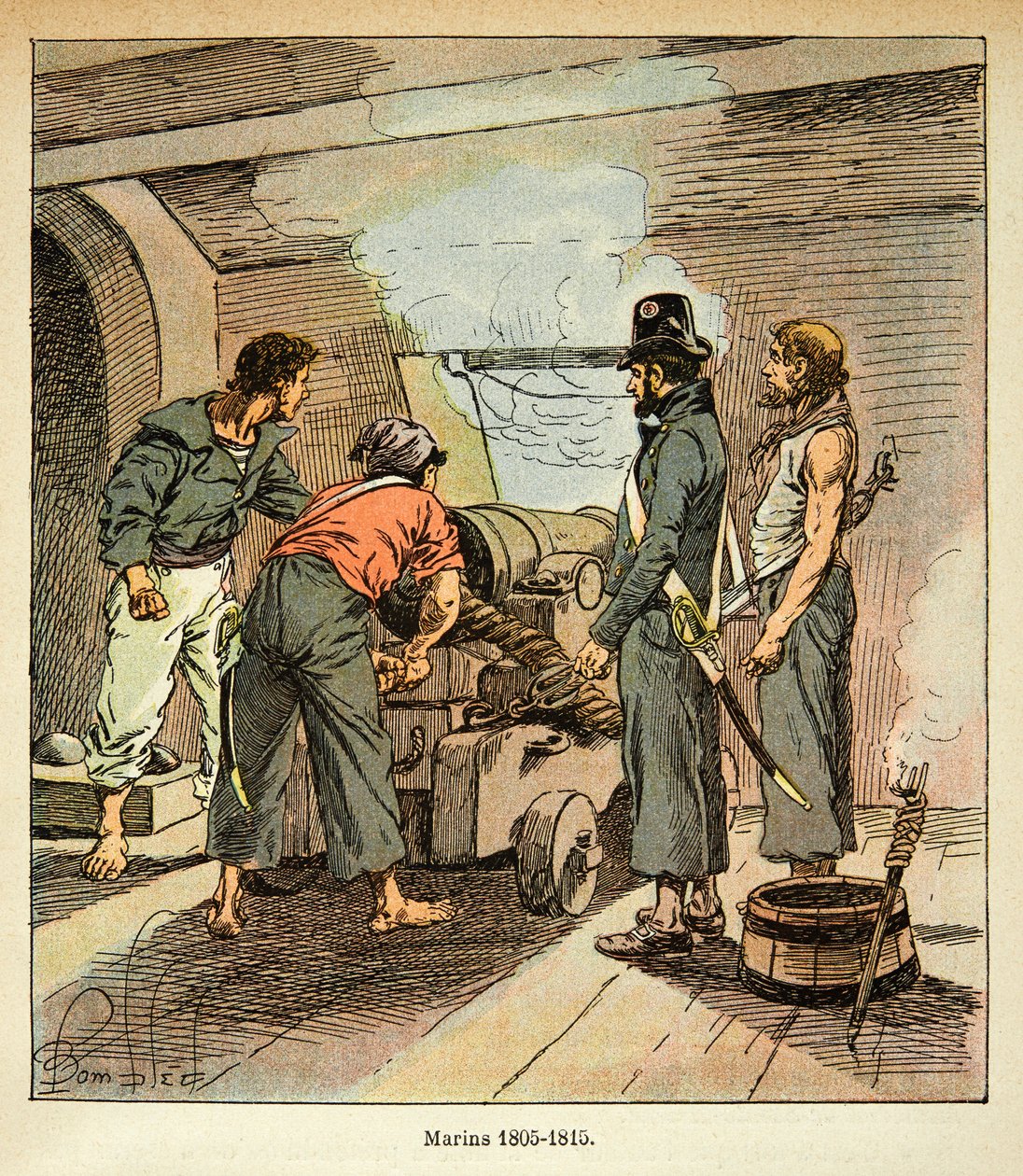 Illustration af Bombled Louis (1862-1927) fra bogen "The Memorial of Saint Helene" af greve Emmanuel de Las Cases (1766-1842): Franske søfolk mellem 1805 og 1815, privat samling af Louis Charles Bombled