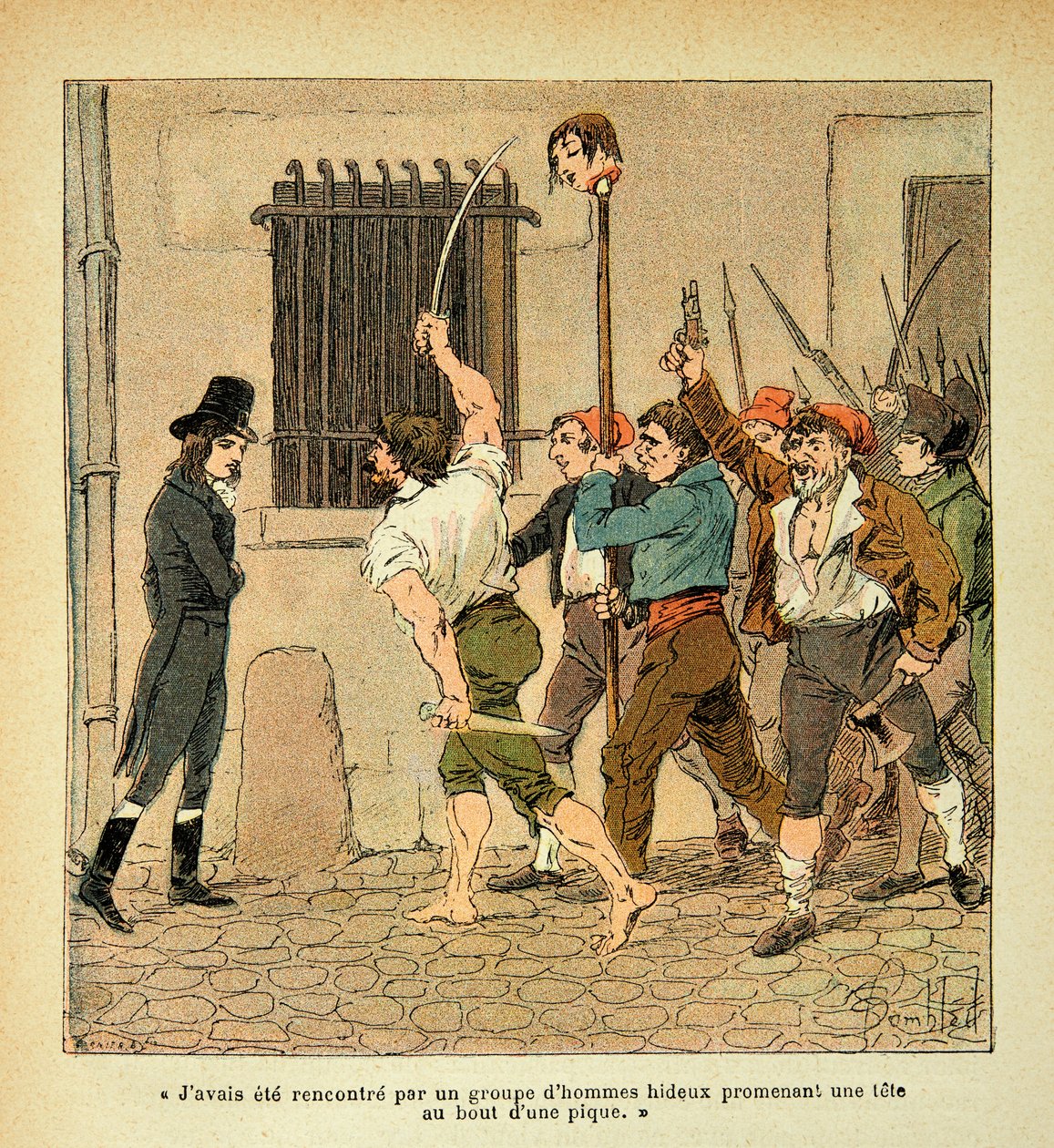 Illustration af Bombled Louis (1862-1927) fra bogen "The Memorial of Saint Helene" af grev Emmanuel de Las Cases (1766-1842): Bonaparte under den franske revolution i konfrontation med folkemængden, Private Collection af Louis Charles Bombled