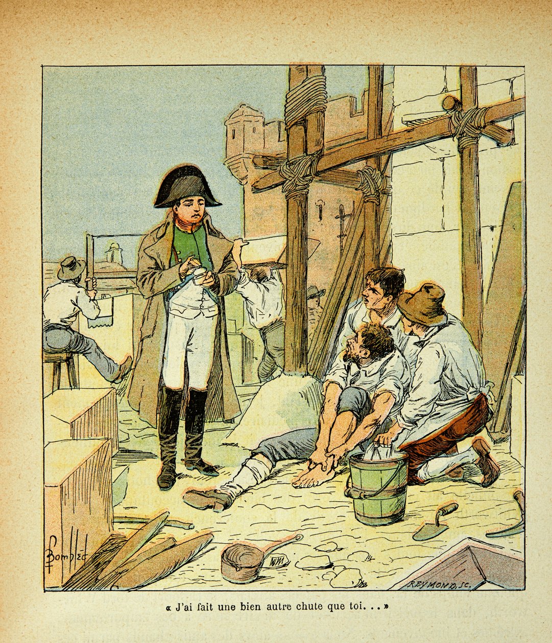 Illustration af Bombled Louis (1862-1927) fra bogen "The Memorial of Saint Helene" af Grev Emmanuel de Las Cases (1766-1842): På øen Elba var en macon ansat i bygningerne bestilt af kejseren grav. sagde Napoleon, der forsøgte at trøste ham af Louis Charles Bombled