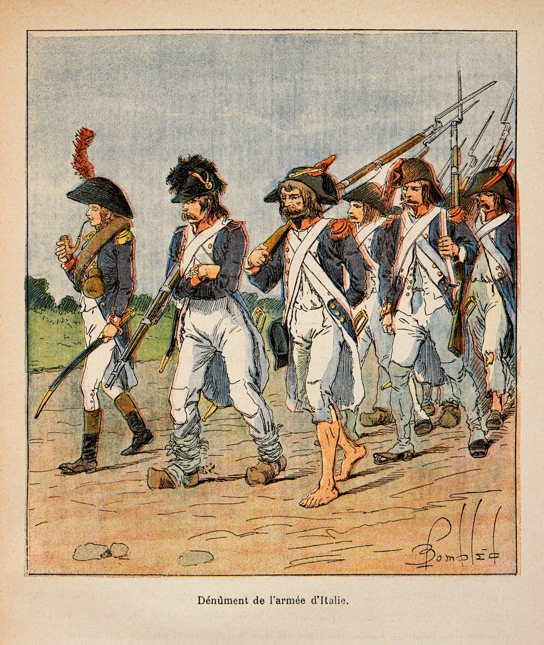Illustration af Bombled Louis (1862-1927) fra bogen "The Memorial of Saint Helene" af Grev Emmanuel de Las Cases (1766-1842): Denuation of the Armee of Italy, Private Collection af Louis Charles Bombled