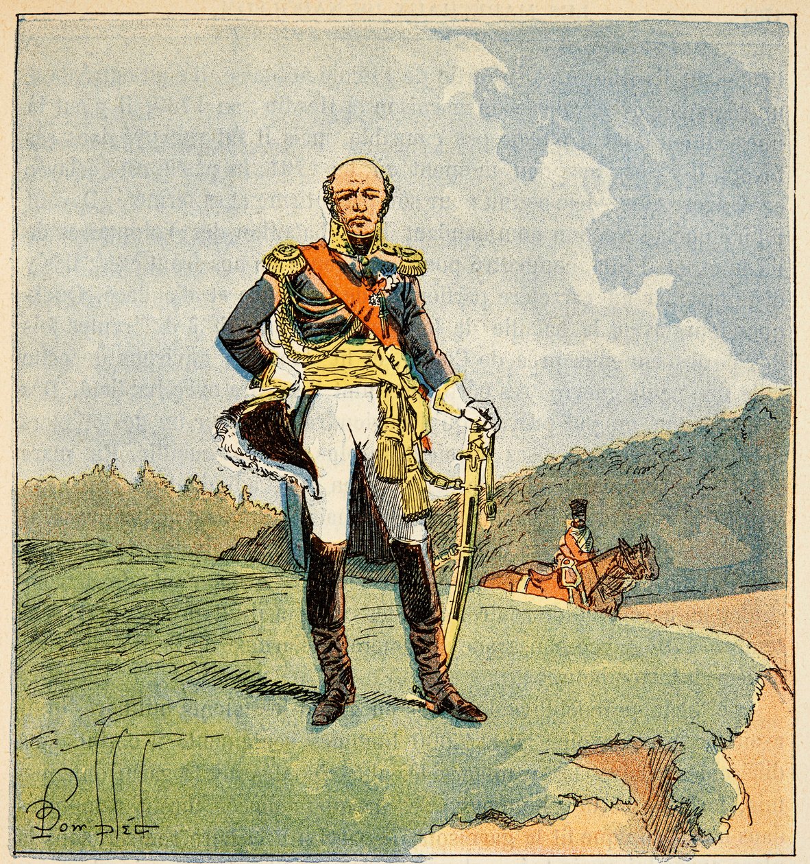 Illustration af den bombede Louis (1862-1927) fra bogen "The Memorial of Saint Helene" af grev Emmanuel de Las Cases (1766-1842): Portræt af marechal Louis Nicolas Davout (1777-1823), hertug af Auerstaedt, prins af Eckmuhl , Privat Samling af Louis Charles Bombled