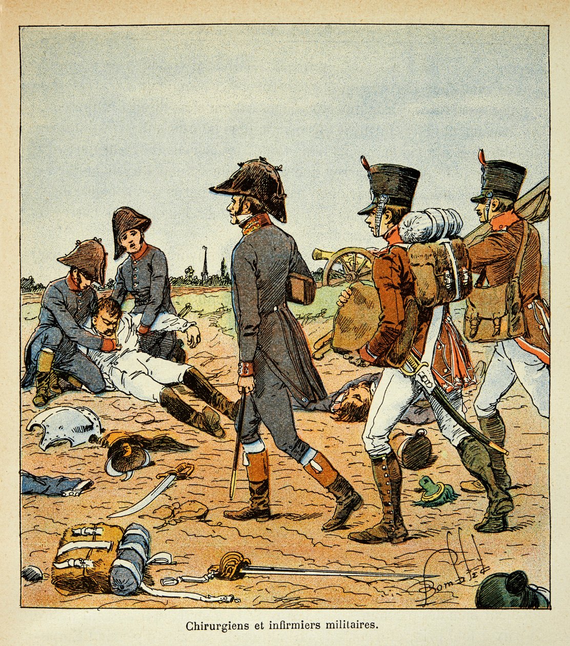 Illustration af den bombede Louis (1862-1927) fra bogen "The Memorial of Saint Helene" af grev Emmanuel de Las Cases (1766-1842): Portræt af militærkirurger og sygeplejersker fra Great Armee, privat samling af Louis Charles Bombled