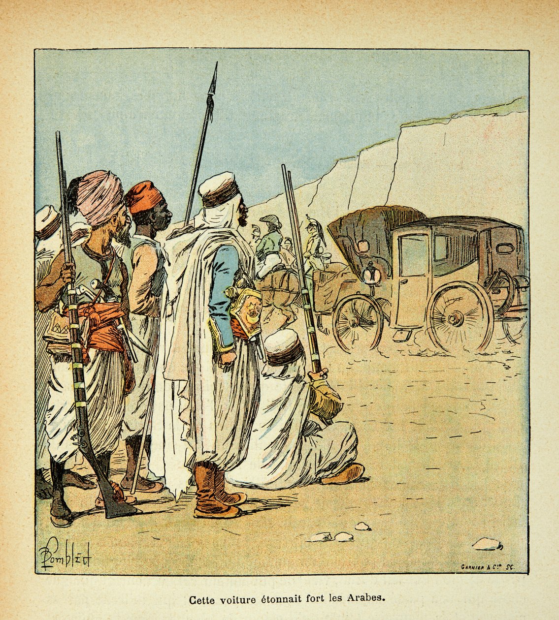 Illustration af den bombede Louis (1862-1927) fra bogen "The Memorial of Saint Helene" af Grev Emmanuel de Las Cases (1766-1842): Ekspedition til Egypten. Egyptere overrasket af franske besætninger, privat samling af Louis Charles Bombled