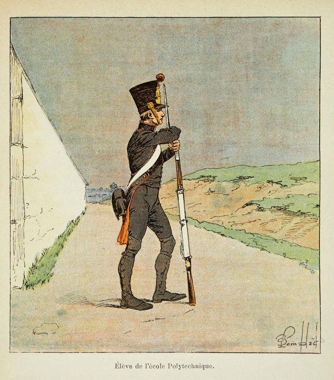 Illustration af den bombede Louis (1862-1927) fra bogen "The Memorial of Saint Helene" af grev Emmanuel de Las Cases (1766-1842): Elev af den polytekniske skole, privat samling af Louis Charles Bombled