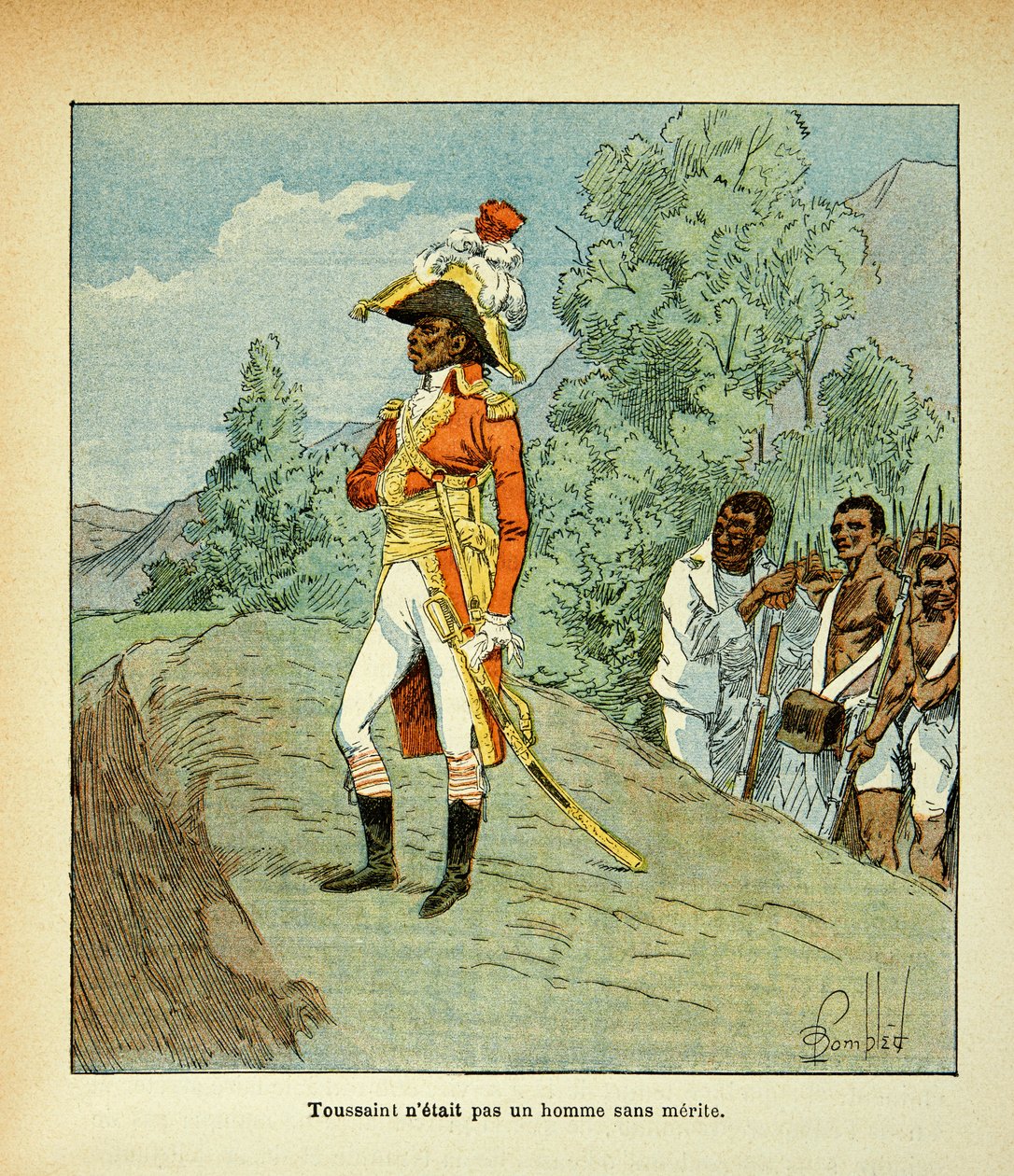 Illustration af den bombede Louis (1862-1927) fra bogen "The Memorial of Saint Helene" af grev Emmanuel de Las Cases (1766-1842): Portræt af Toussaint Louverture (1743-1803) Privat samling af Louis Charles Bombled