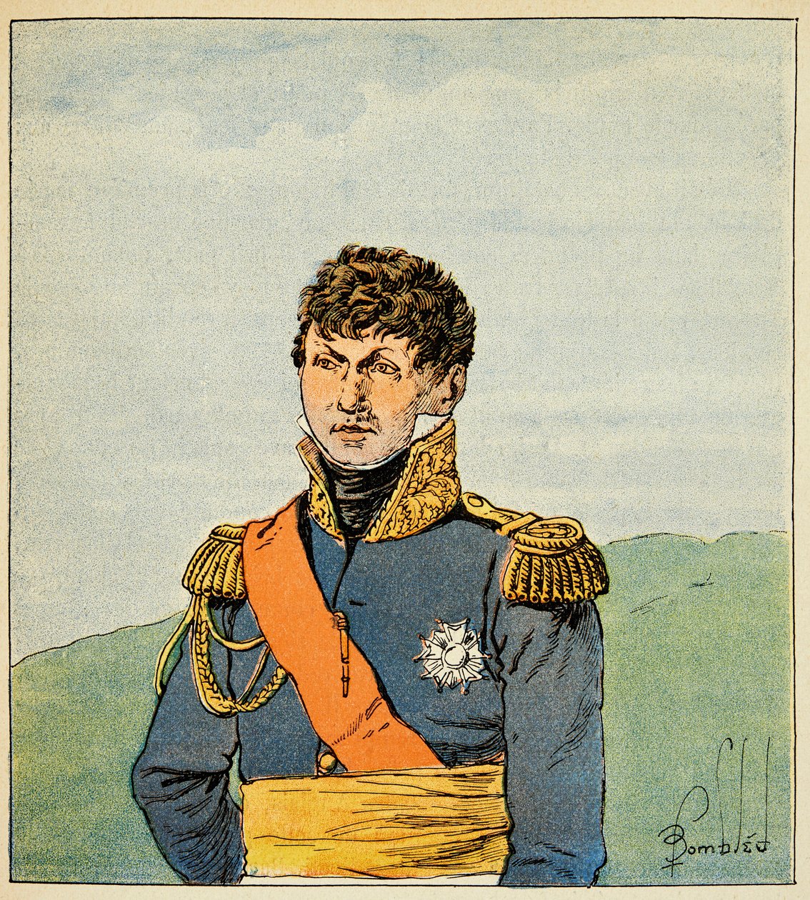 Illustration af den bombede Louis (1862-1927) fra bogen "The Memorial of Saint Helene" af grev Emmanuel de Las Cases (1766-1842): Portræt af Marechal Victor (Claude Victor Perrin) af Louis Charles Bombled