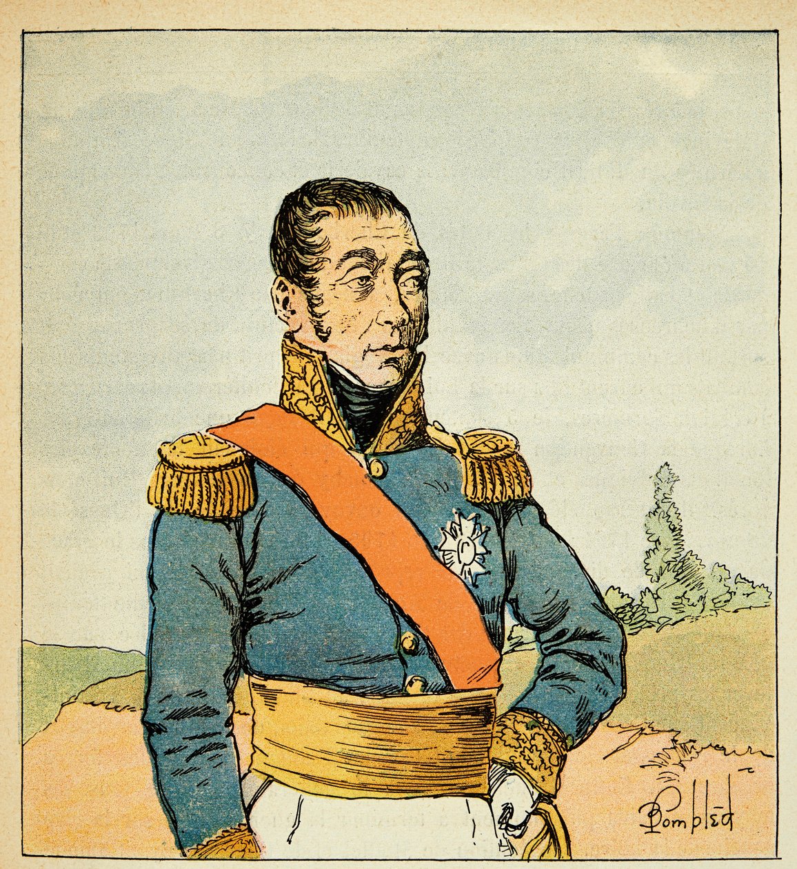Illustration af den bombede Louis (1862-1927) fra bogen "The Memorial of Saint Helene" af grev Emmanuel de Las Cases (1766-1842): Portræt af Marechal Emmanuel de Grouchy (1766-1847), privat samling af Louis Charles Bombled