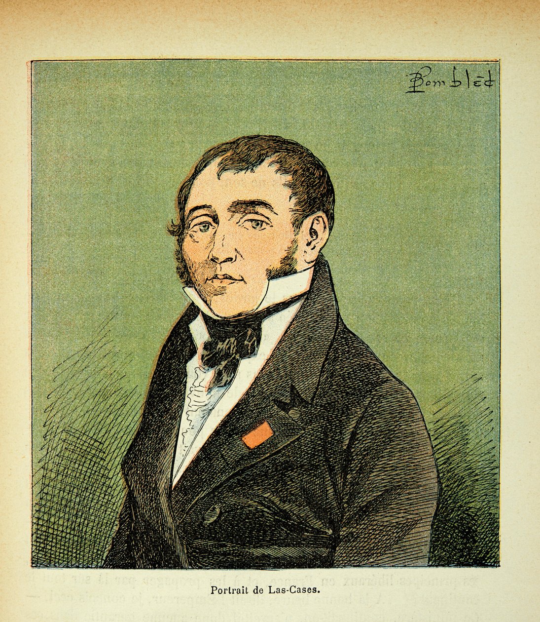 Illustration af den bombede Louis (1862-1927) fra bogen "The memorial se Sainte Helene" af grev Emmanuel de Las Cases (1766-1842): Portræt af Las Cases, privat samling af Louis Charles Bombled