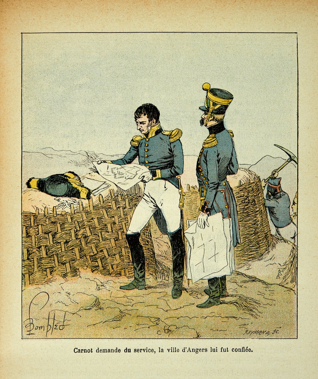 Illustration af den bombede Louis (1862-1927) fra værket "The Memorial of Saint Helene" af grev Emmanuel de Las Cases (1766-1842): Lazare Carnot (1753-1823) bestilte tjenesten, byen Angers blev betroet ham , Samling Delvis af Louis Charles Bombled