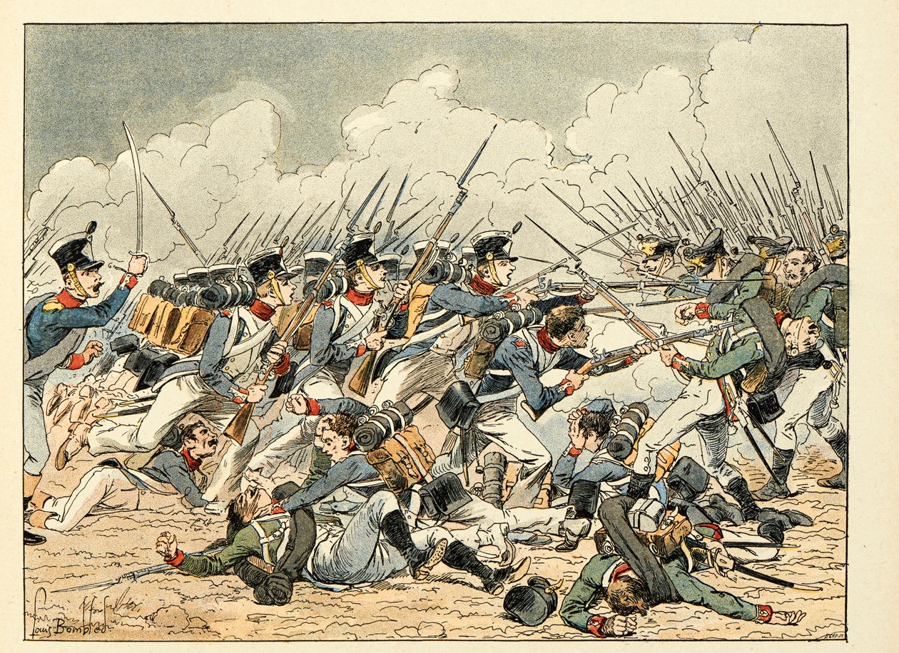 Illustration hentet fra bogen "Les heros du Siecle", anekdotiske oplæsninger af Dick de Lonlay og illustreret af Louis Bombled (1862-1927) af Louis Charles Bombled