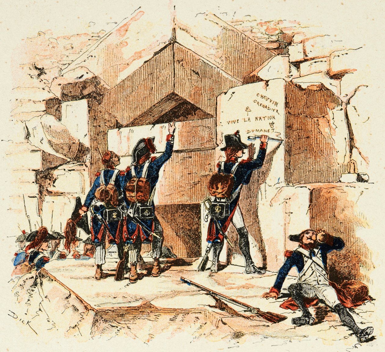 Illustration hentet fra bogen "Les heros du Siecle", anekdotiske oplæsninger af Dick de Lonlay og illustreret af Louis Bombled (1862-1927) af Louis Charles Bombled