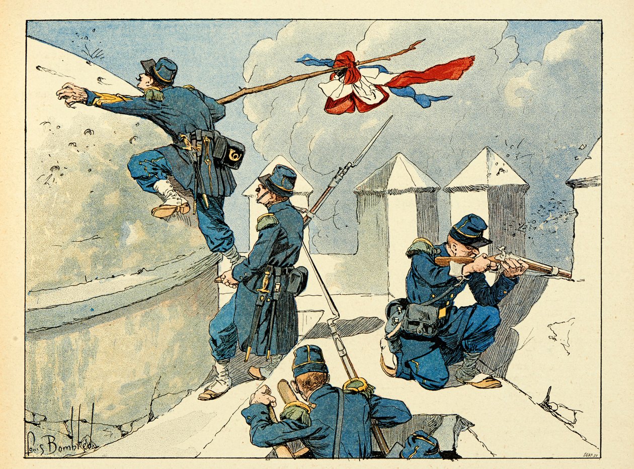 Illustration fra bogen "The heros of the century", anekdotiske fortællinger af Dick de Lonlay og illustreret af Louis Bombled (1862-1927) af Louis Charles Bombled