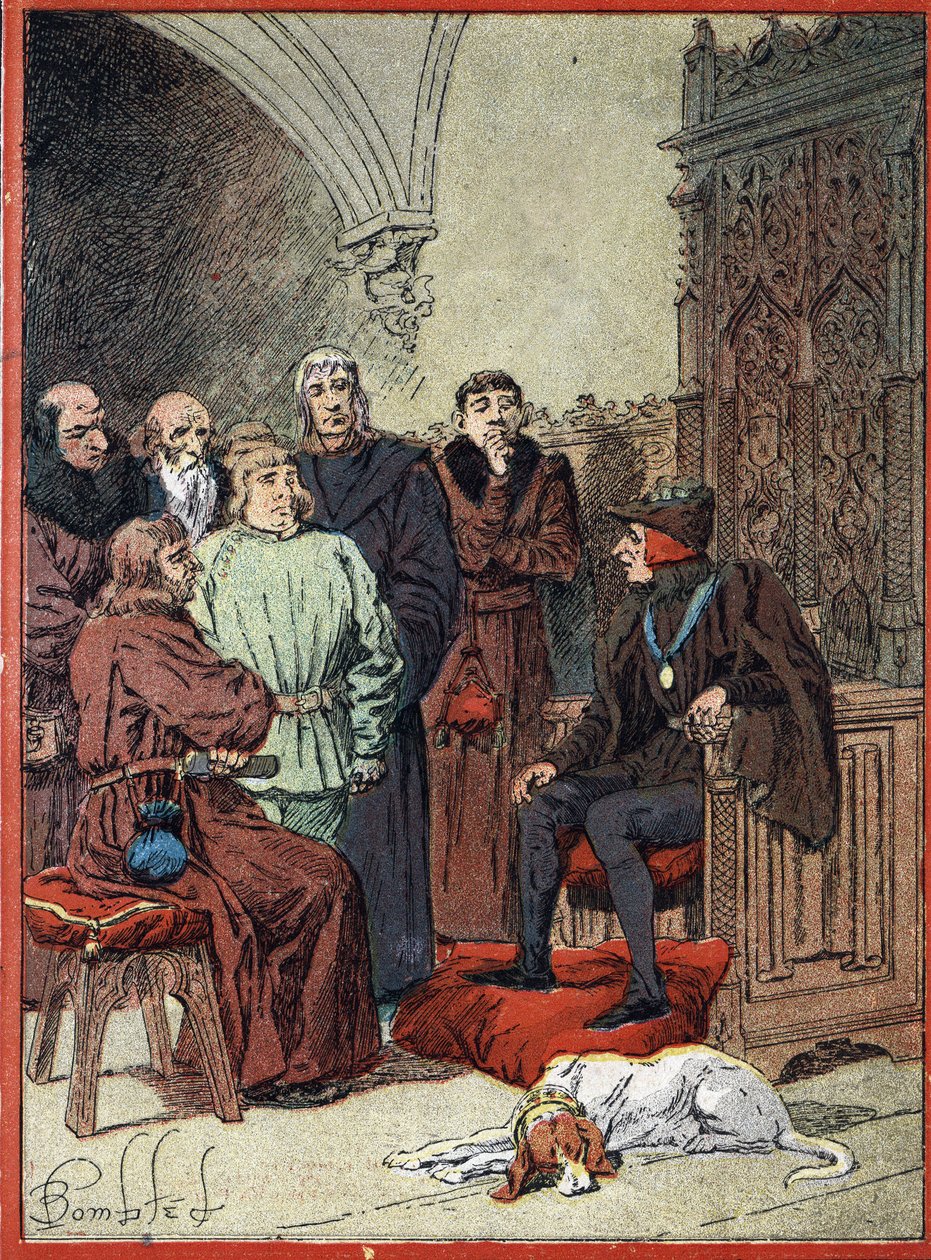 Kong Ludvig XII af Frankrig (1462-1515) modtog bourgeois i Paris i parloir aux bourgeois, Paris første rådhus den 26/11/1514 (konge af Frankrig Ludvig XII modtager i "" Parlor of Burgesses"", først rådhuset i Paris repræsentanterne for th af Louis Charles Bombled