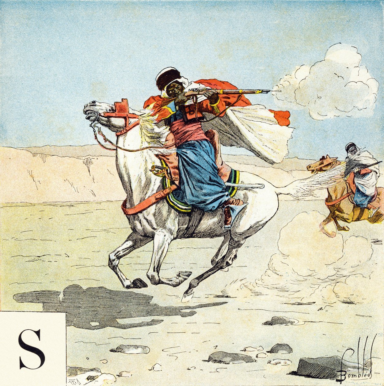 Bogstav S: Spahis, "Jeg vil være en soldat" - Militært alfabet af Louis Charles Bombled