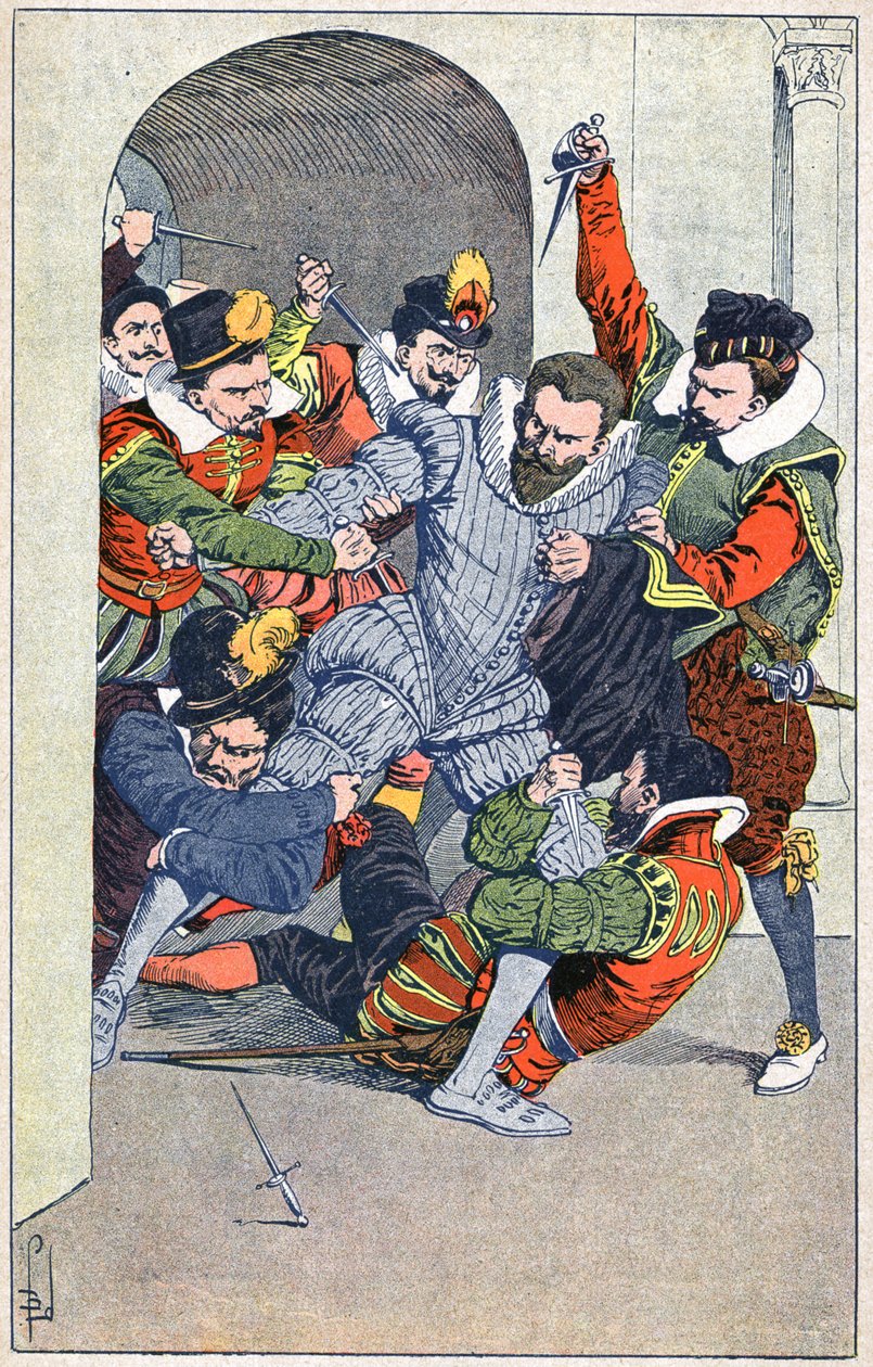 Mordet på Henri I, hertugen af Guise, i Blois i 1588. af Louis Charles Bombled