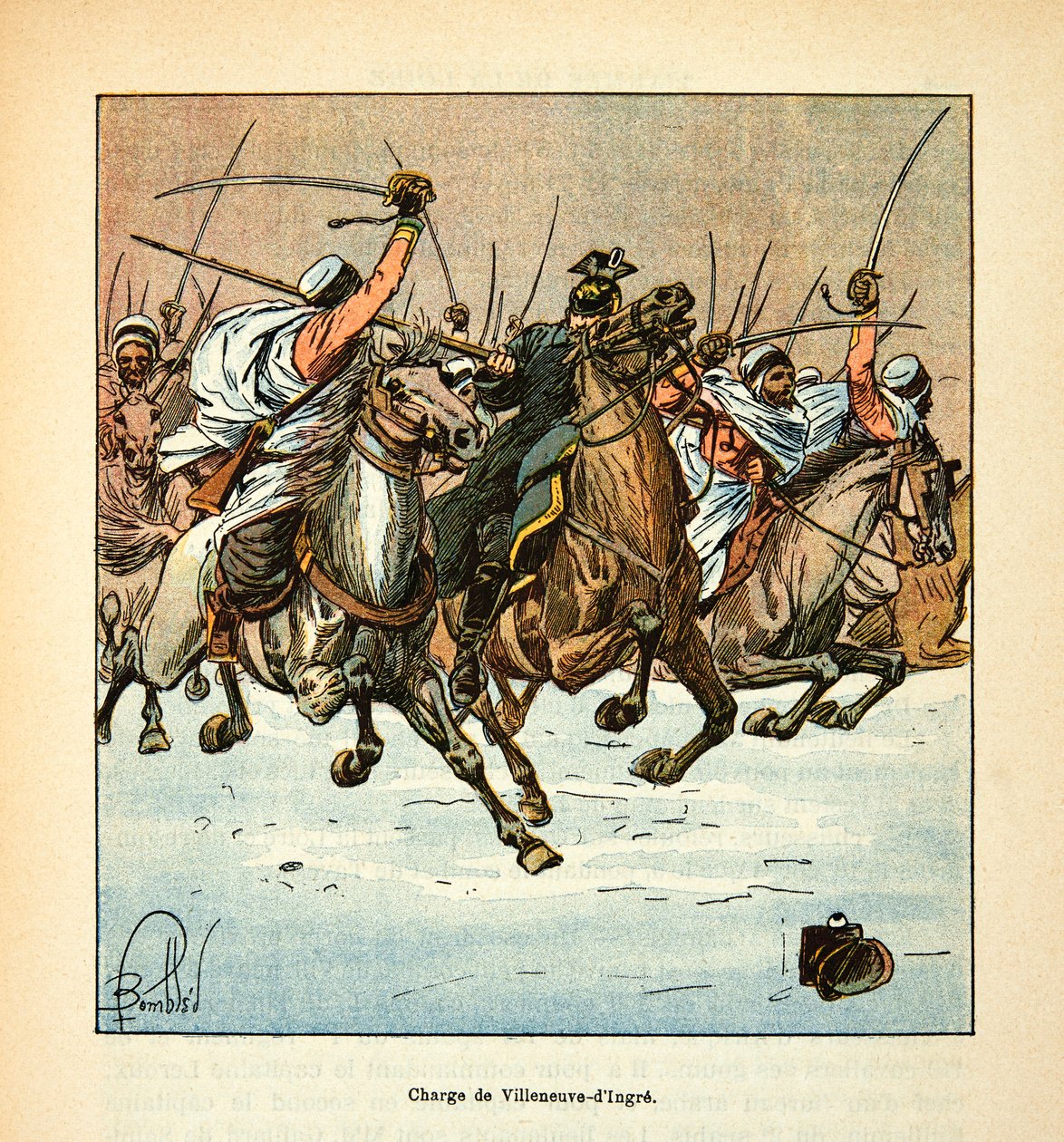 The Armee of the Loire af Eugene Sergeant, kendt som Grenest, illustreret af Louis Bombled (1862-1927) (den fransk-tyske krig; kampagne 1870 -1871): Angrebet af de 3. afrikanske jægere i slaget ved Villeneuve d