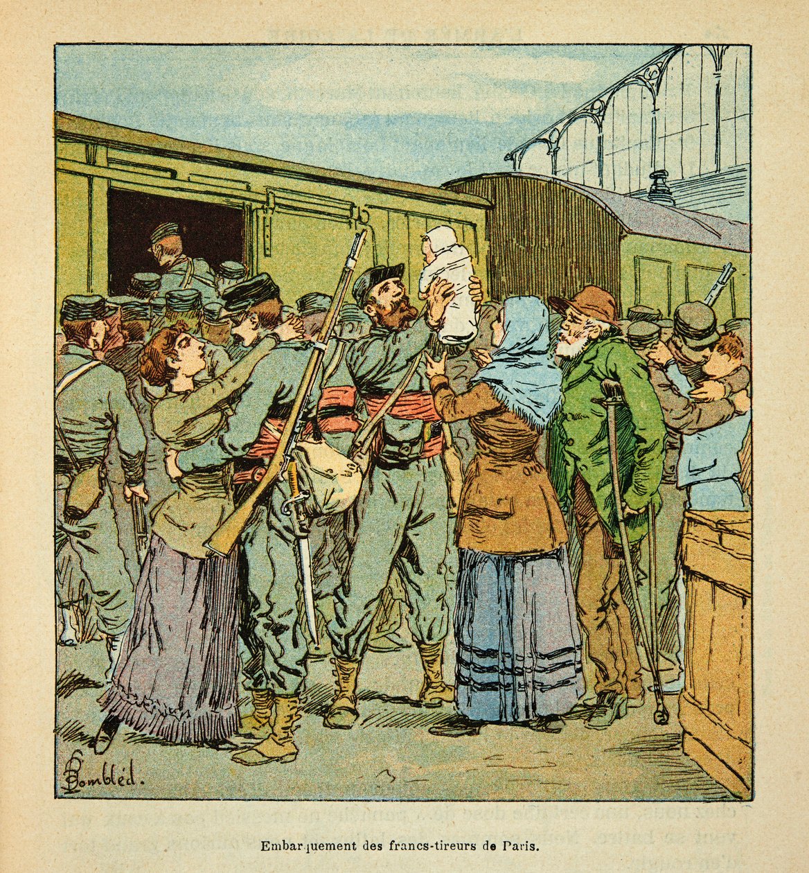 The Army of the Loire af Eugene Sergent, kendt som Grenest, illustreret af Louis Bombled (1862-1927) (fransk-tyske krig; kampagne 1870-1871): 1870, privat samling af Louis Charles Bombled