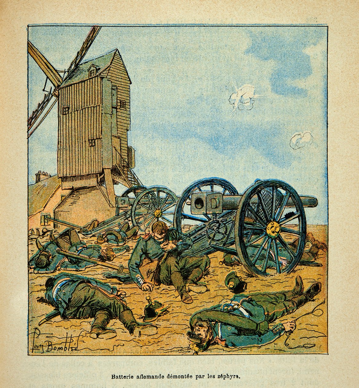 The Armee of the Loire af Eugene Sergent, kendt som Grenest, illustreret af Louis Bombled (1862-1927) (den fransk-tyske krig; kampagne 1870-1871): Tysk batteri demonoteret af Zephyrs (lette infanteri i Afrika) under kampene af Beaune La Rolande i af Louis Charles Bombled