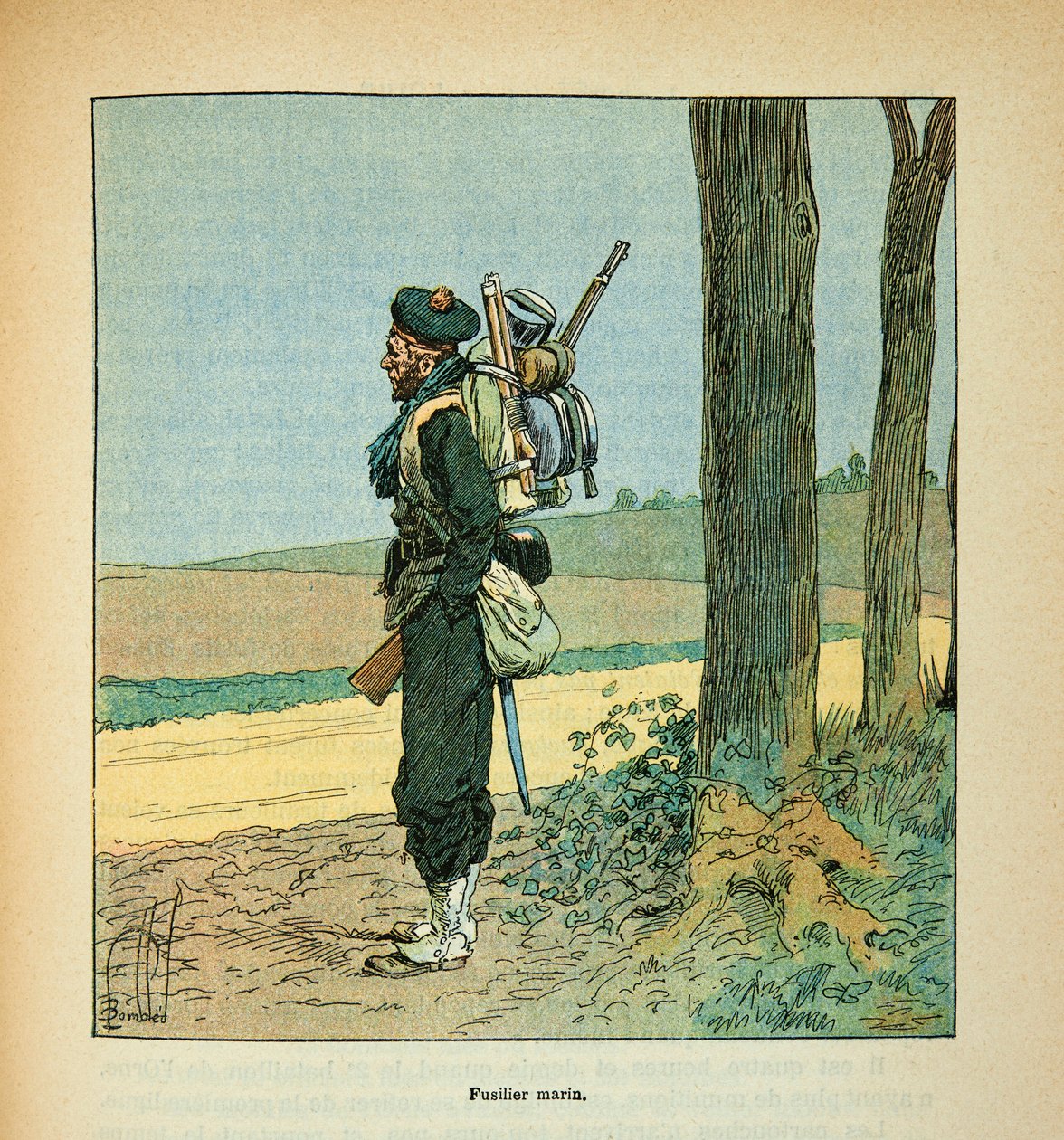 Armee of the Loire af Eugene Sergent, kendt som Grenest, illustreret af Louis Bombled (1862-1927) (Den fransk-tyske krig; felttoget i 1870-1871): Marinefüsilier i 1870, Private Collection af Louis Charles Bombled