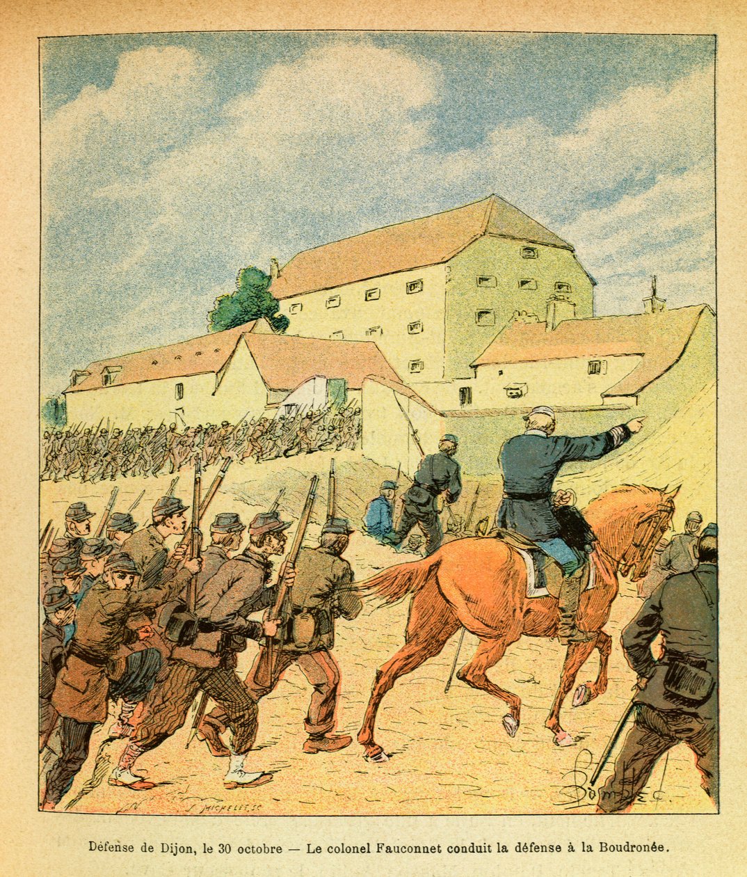 The Eastern Armee of Eugene Sergeant, dit Grenest, illustreret af Louis Bombled (1862-1927) (fransk-tyske krig; kampagne 1870-1871): Forsvar af byen Dijon den 30. oktober af Louis Charles Bombled
