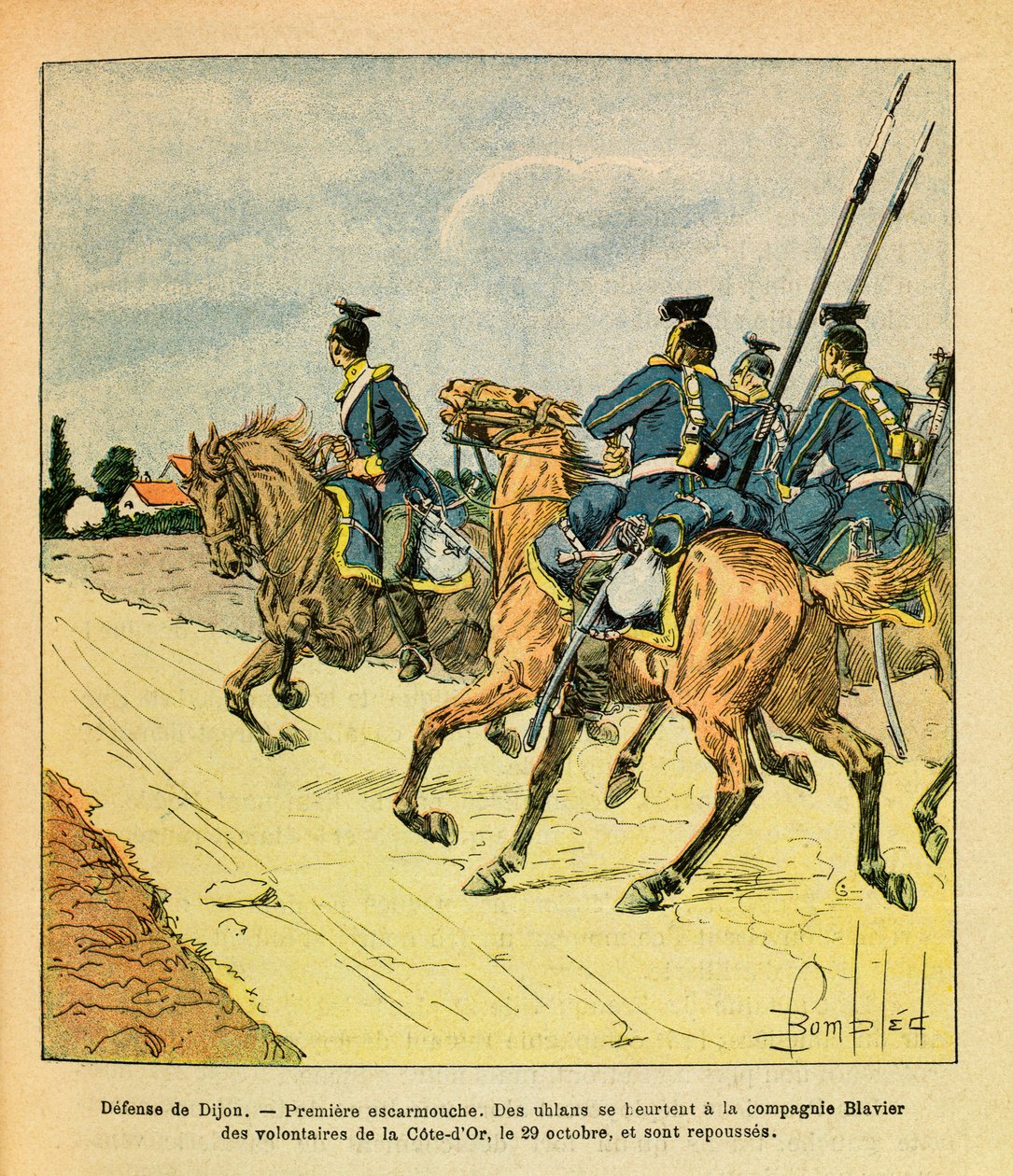 The Eastern Armee of Eugene Sergeant, dit Grenest, illustreret af Louis Bombled (1862-1927) (fransk-tyske krig; kampagne 1870 -1871): Forsvar af Dijon den 29. oktober af Louis Charles Bombled