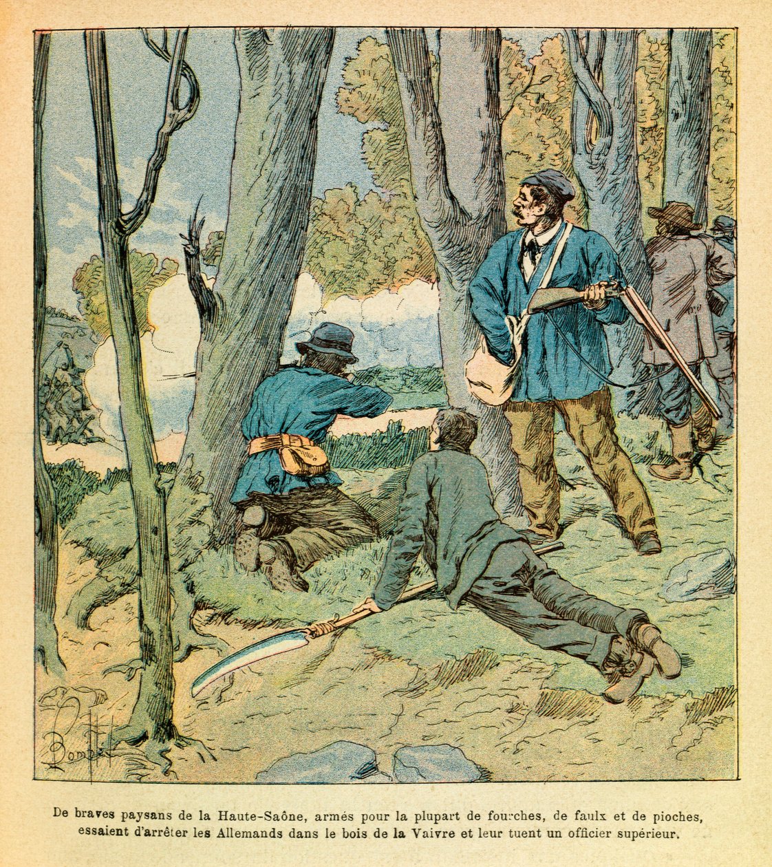 The Eastern Armee of Eugene Sergeant, kendt som Grenest, illustreret af Louis Bombled (1862-1927) (fransk-tyske krig; kampagne 1870-1871): Ved Seveuve den 25. oktober af Louis Charles Bombled