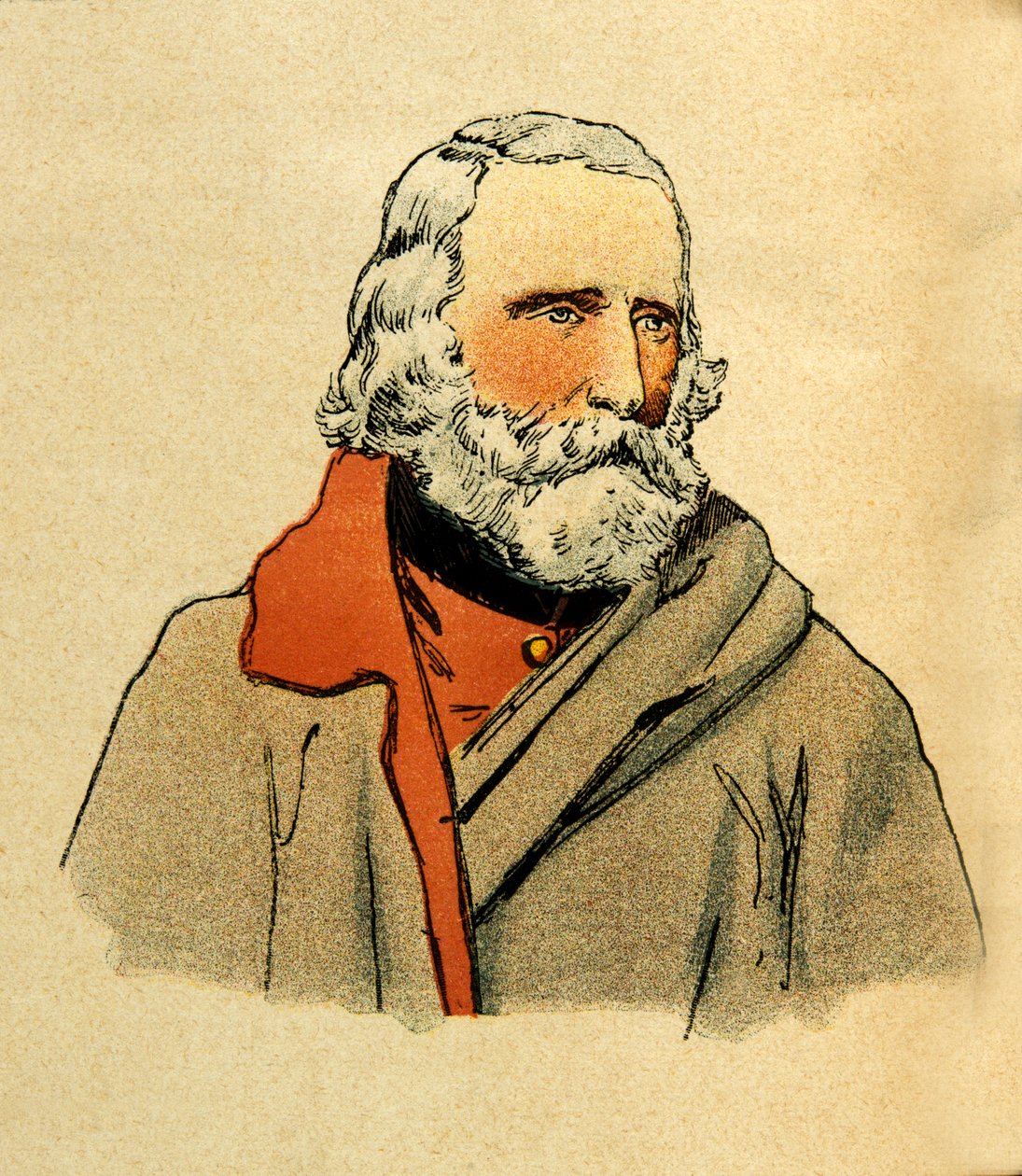 The Eastern Armee of Eugene Sergeant, kendt som Grenest, illustreret af Louis Bombled (1862-1927) (fransk-tyske krig; kampagne 1870 -1871): Portræt af Giuseppe Garibaldi (1807-1882), privat samling af Louis Charles Bombled