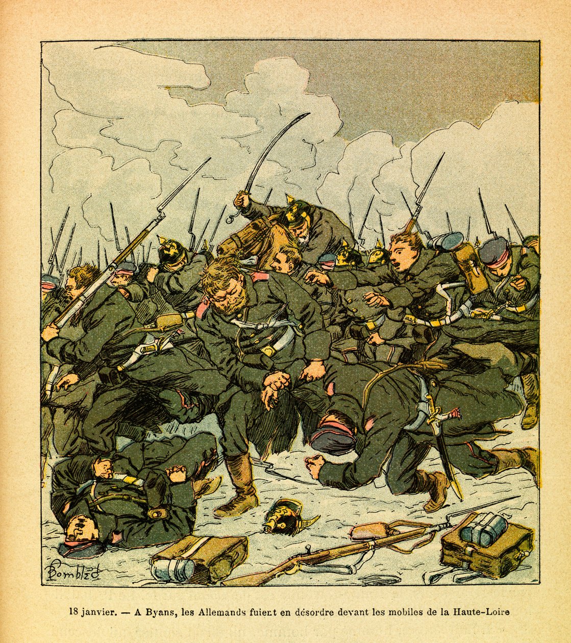 The Eastern Armee of Eugene Sergeant, kendt som Grenest, illustreret af Louis Bombled (1862-1927) (den fransk-tyske krig; kampagne 1870 -1871): Den 18. januar af Louis Charles Bombled