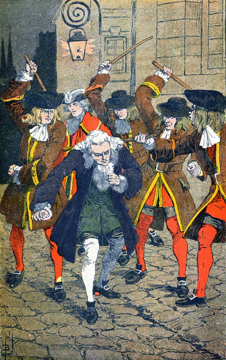 Ridderen af Rohan får Voltaire til at gå forbi sit folk af Louis Charles Bombled