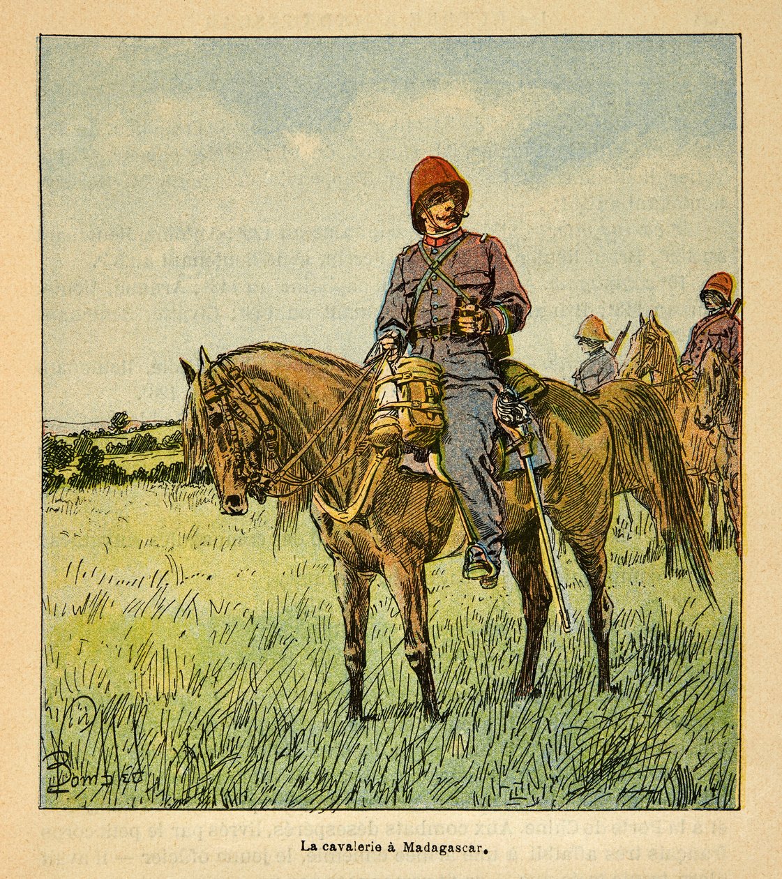 The War in Madagascar-Anekdotisk historie om de franske ekspeditioner 1885-1895 af Henri Galli dit Galllichet (1854-1922), illustreret af Louis Bombled (1862-1927): La cavalerie francaise à Madagascar, Collection Delvis af Louis Charles Bombled