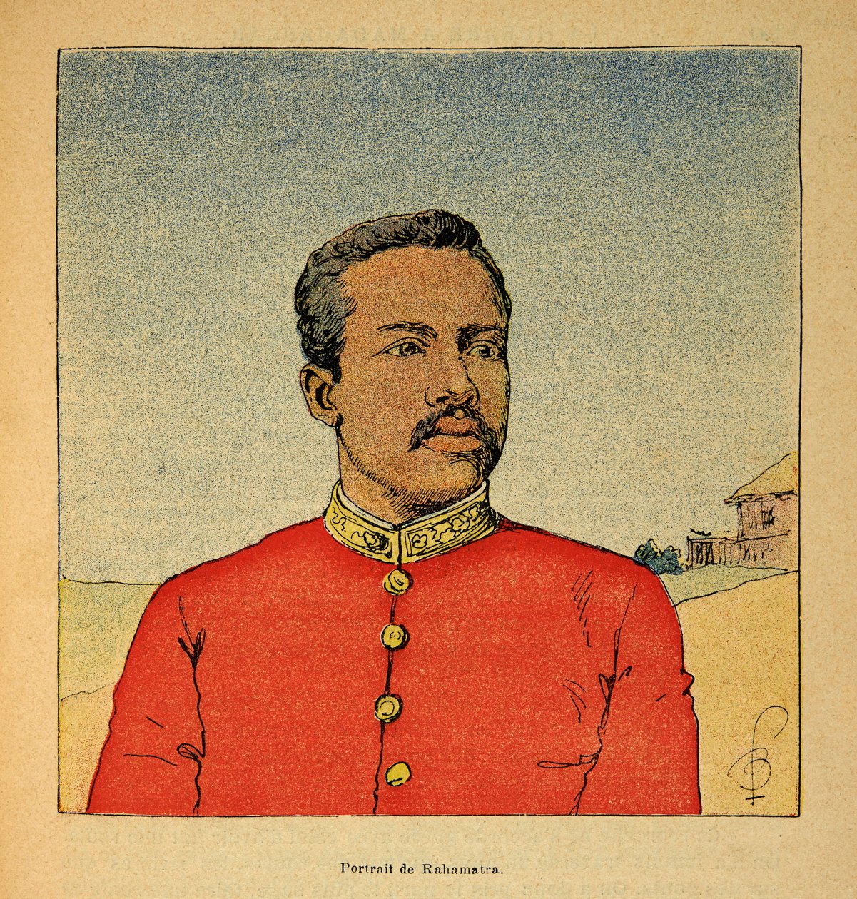 The War in Madagascar-Anekdotisk historie om de franske ekspeditioner 1885-1895 af Henri Galli dit Galllichet (1854-1922), illustreret af Louis Bombled (1862-1927): Portræt af prins Ramahatra, privat samling af Louis Charles Bombled
