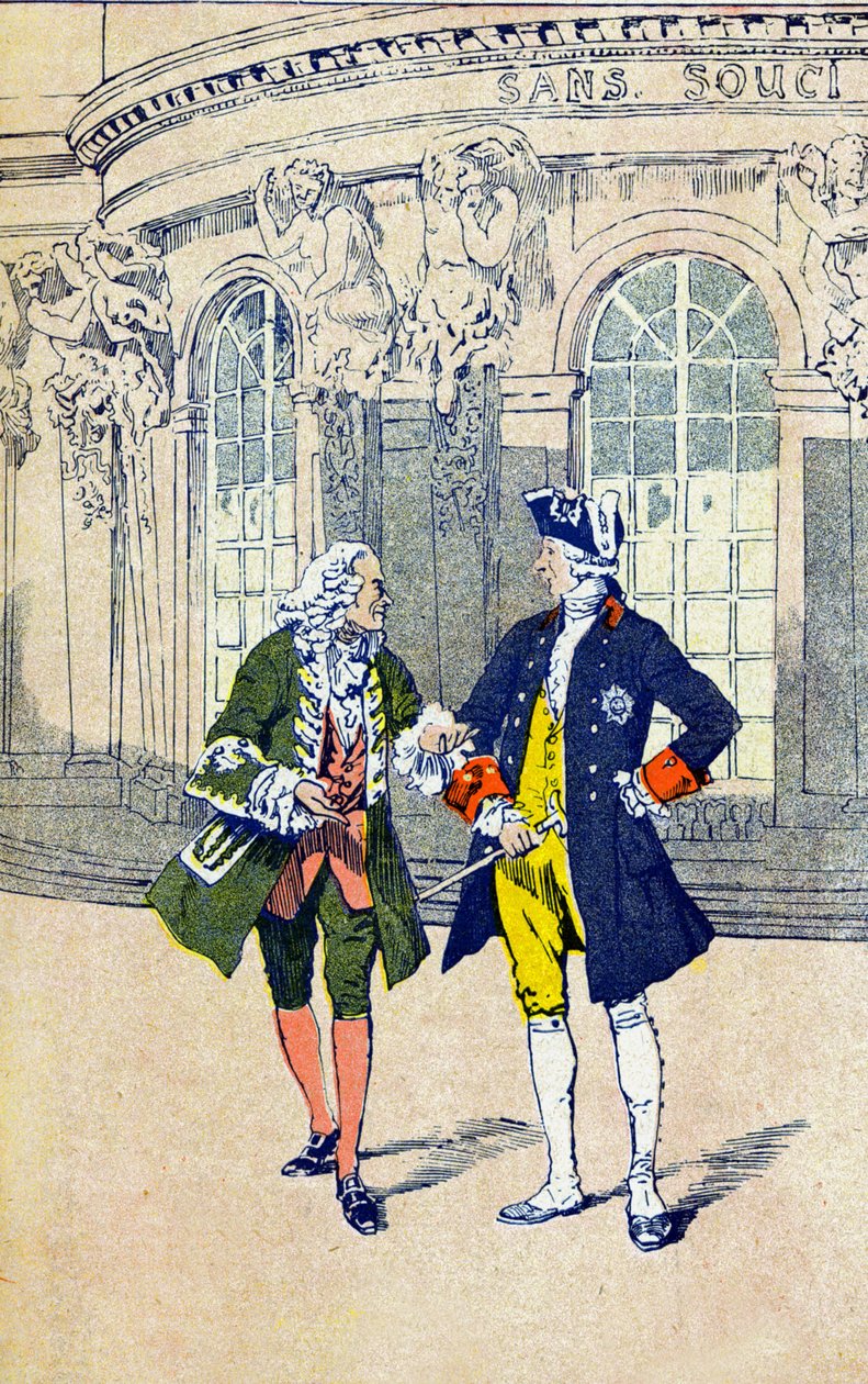 Voltaire med Frederik II af Preussen af Louis Charles Bombled