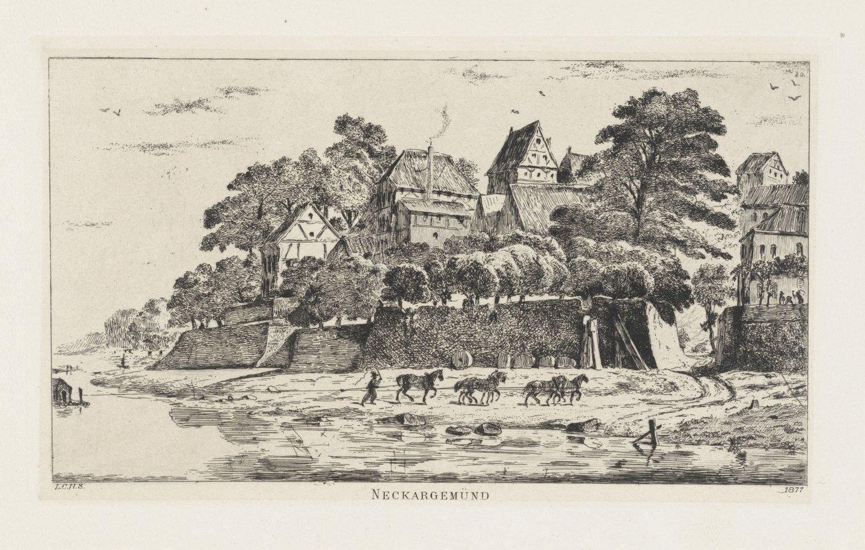 Udsigt over Neckargemünd (Baden-Württemberg) Neckargemünd (titel på objekt) af Louis Charles Hora Siccama
