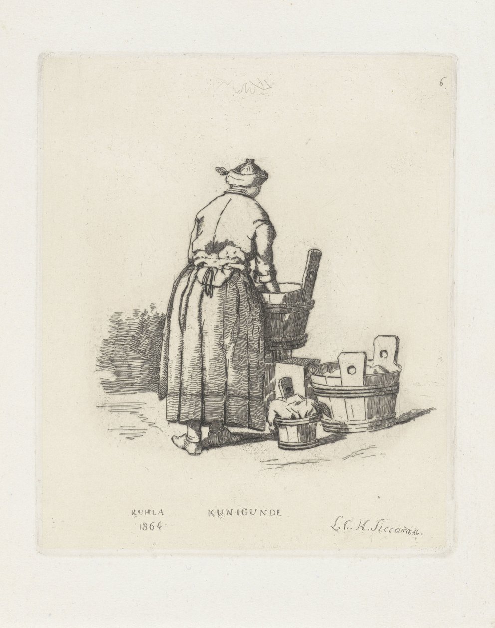 vaskekone Kunigunde (titel på objekt) af Louis Charles Hora Siccama