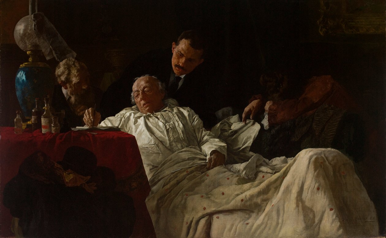 Underskrivelse af den sidste testamente af Louis Charles Moeller