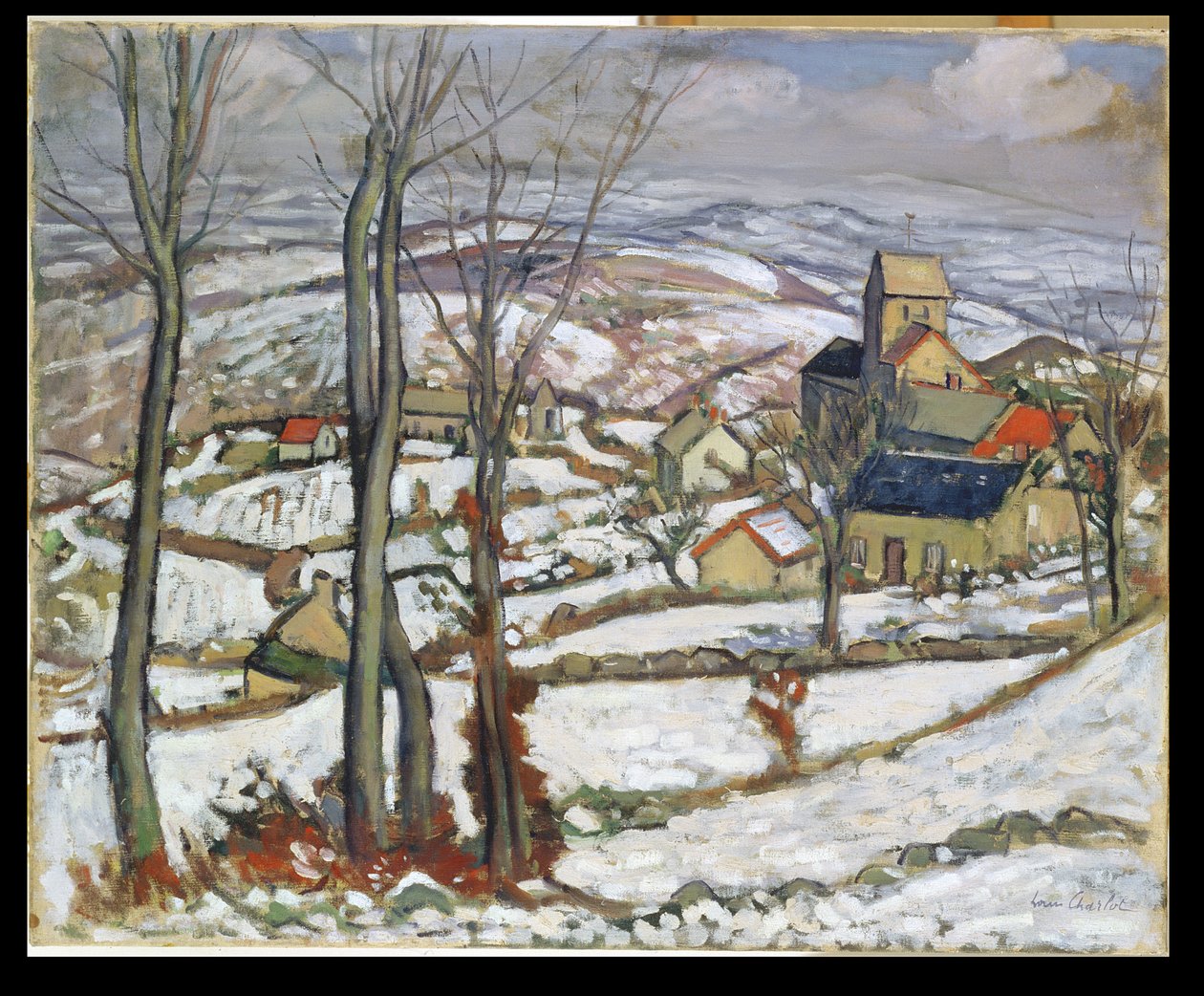 Village in the Snow, ca. 1910-11 (olie på lærred) af Louis Charlot