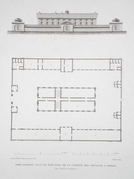 Plan og elevation af de dømtes bygning i Port Jackson, nær Sydney, fra 