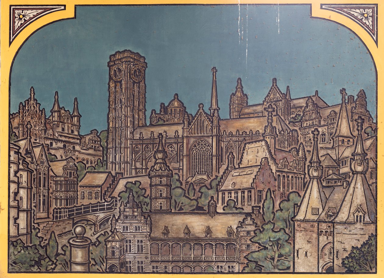 Banegårdsbygning (Sint-Pietersstation). Indre. 1912. Entreen. af Louis Cloquet