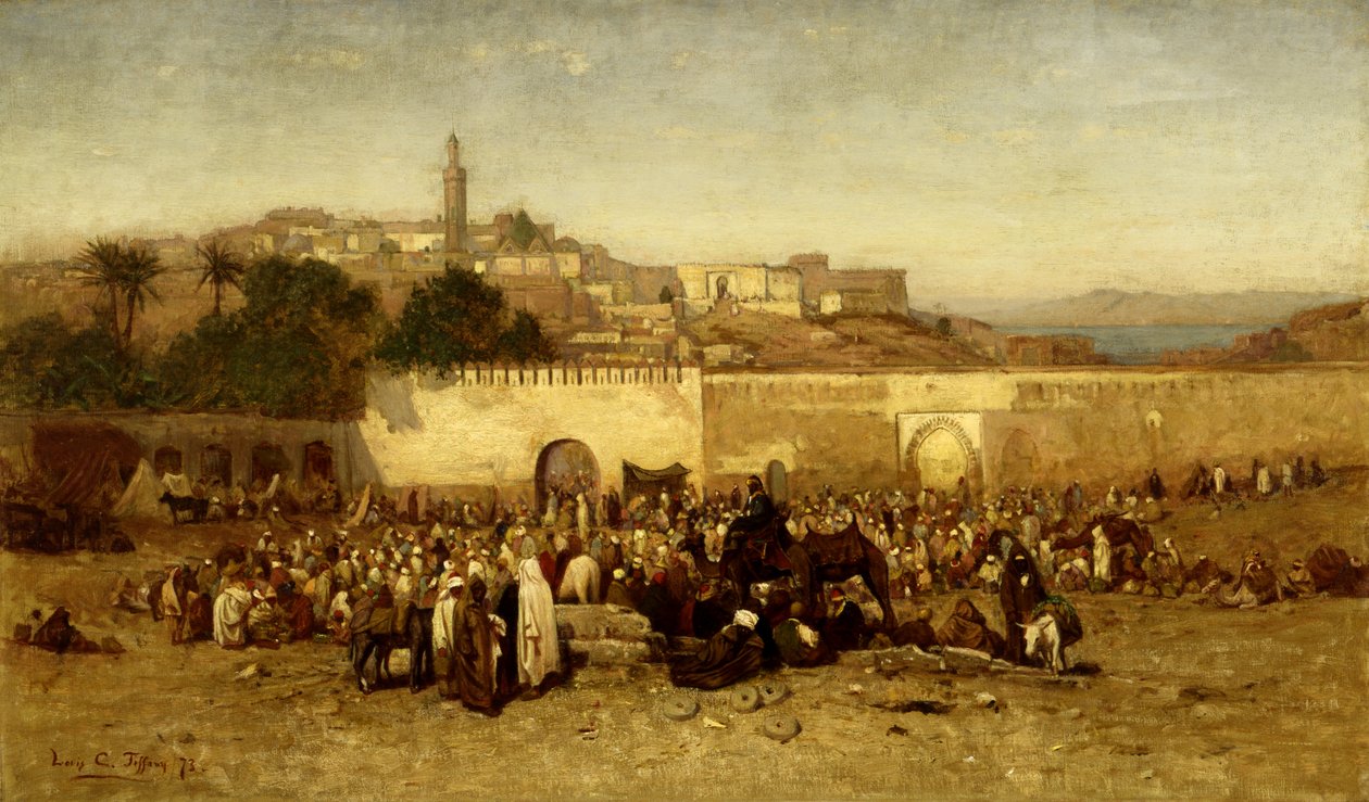Markedsdag uden for tangierne, Marokko, 1873. af Louis Comfort Tiffany