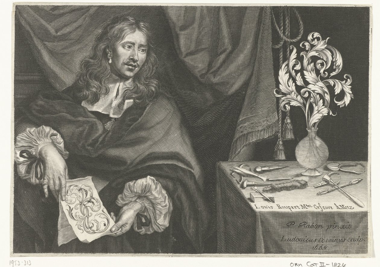 Titeltryk med portrættet af Louis Roupert Ornamenter til guldsmede (serietitel) af Louis Cossin