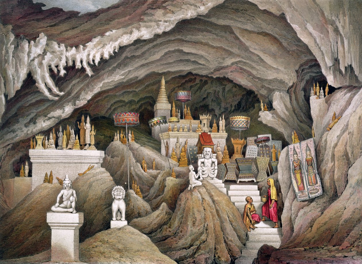 Interiør af grotten i Nam Hou, Laos, fra 