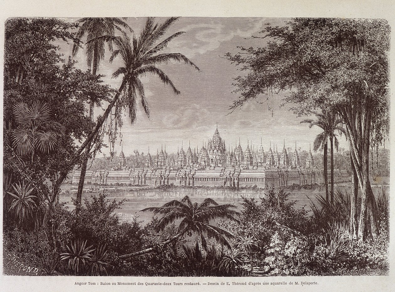 Udsigt over Angkor Thom omkring 1870 - i "" Voyage au Cambodia"" af Louis Delaporte, Paris af Louis Delaporte