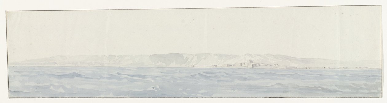 Udsigt over Crotone en de kyst Udsigt over Crotone og kysten (titel på objekt) Rejser i Italien, Sicilien og Malta - 1778 (serietitel) af Louis Ducros