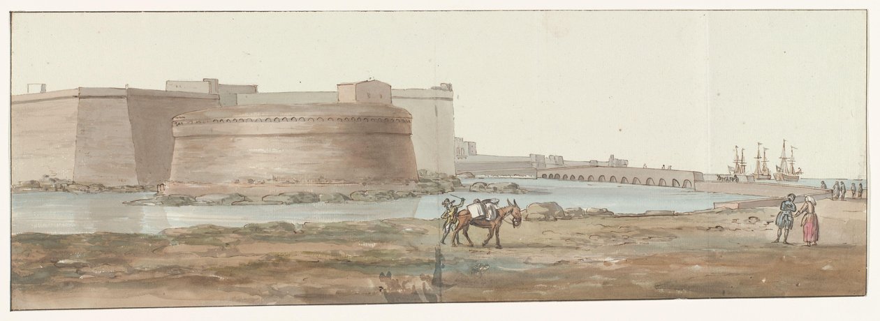 Udsigt over Gallipoli Gallipoli indgangsvisning (titel på objekt) Rejser i Italien, Sicilien og Malta - 1778 (serietitel) af Louis Ducros