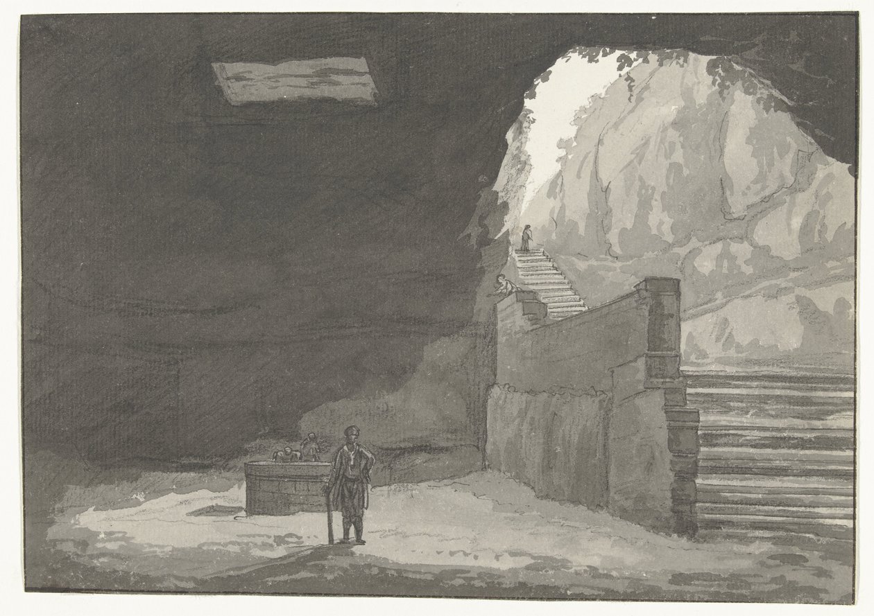 Fontein-hulen i den gamle by Manduria Mandurernes hule og springvand nævnt i Plinius Rejser i Italien, Sicilien og Malta - 1778 (serietitel) af Louis Ducros