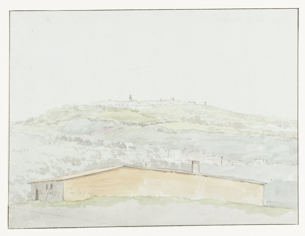 Klassieke zuil i haven af ​​Brindisi Gammel søjle på havnen i Brindisi (titel på objekt) Rejser i Italien, Sicilien og Malta - 1778 (serietitel) af Louis Ducros