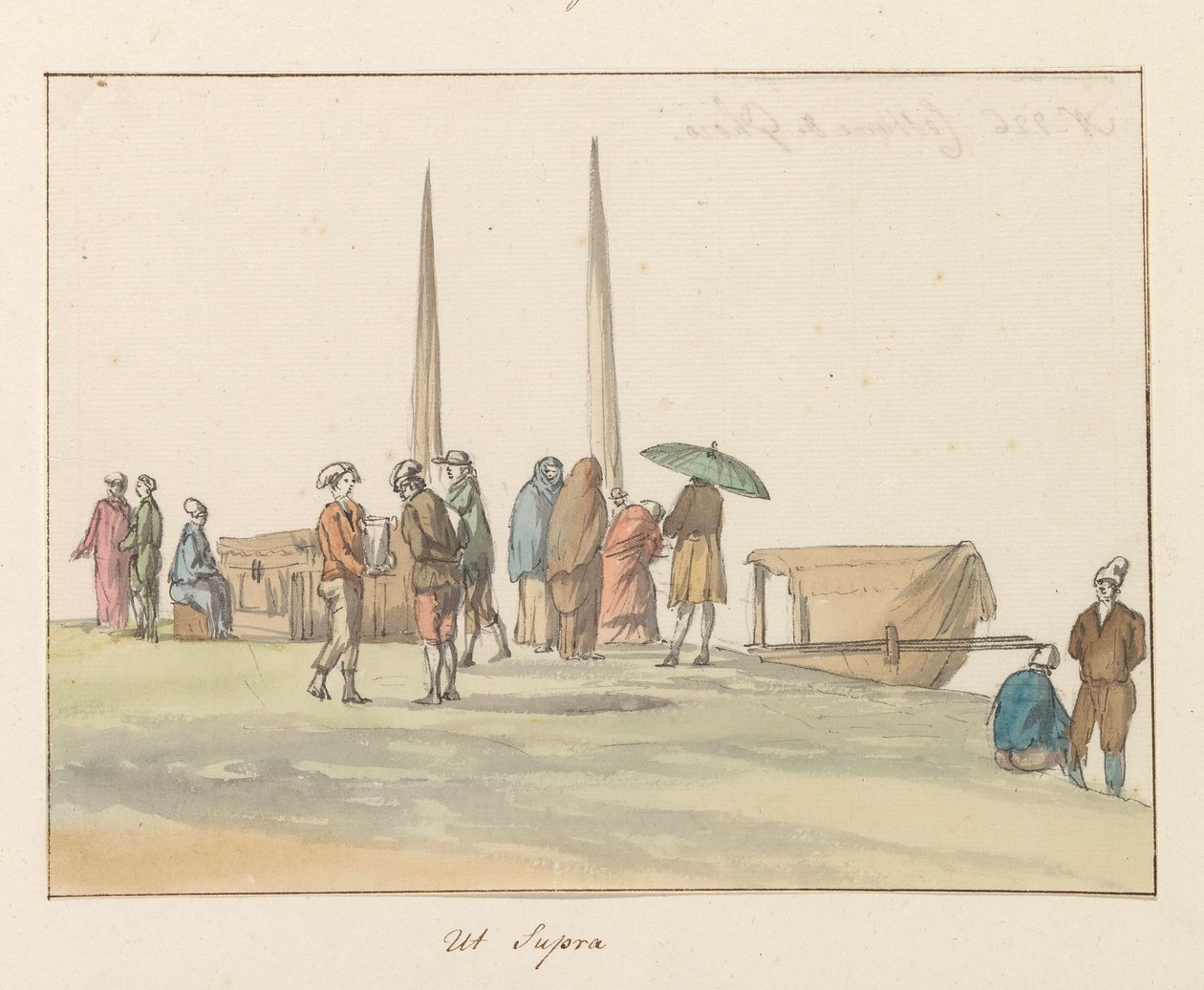 Traditionelle kostumer af øen Gozo Costume de Ghozo (titel på objekt) Voyage en Italy, og Sicile et à Malte - 1778 (serietitel) af Louis Ducros